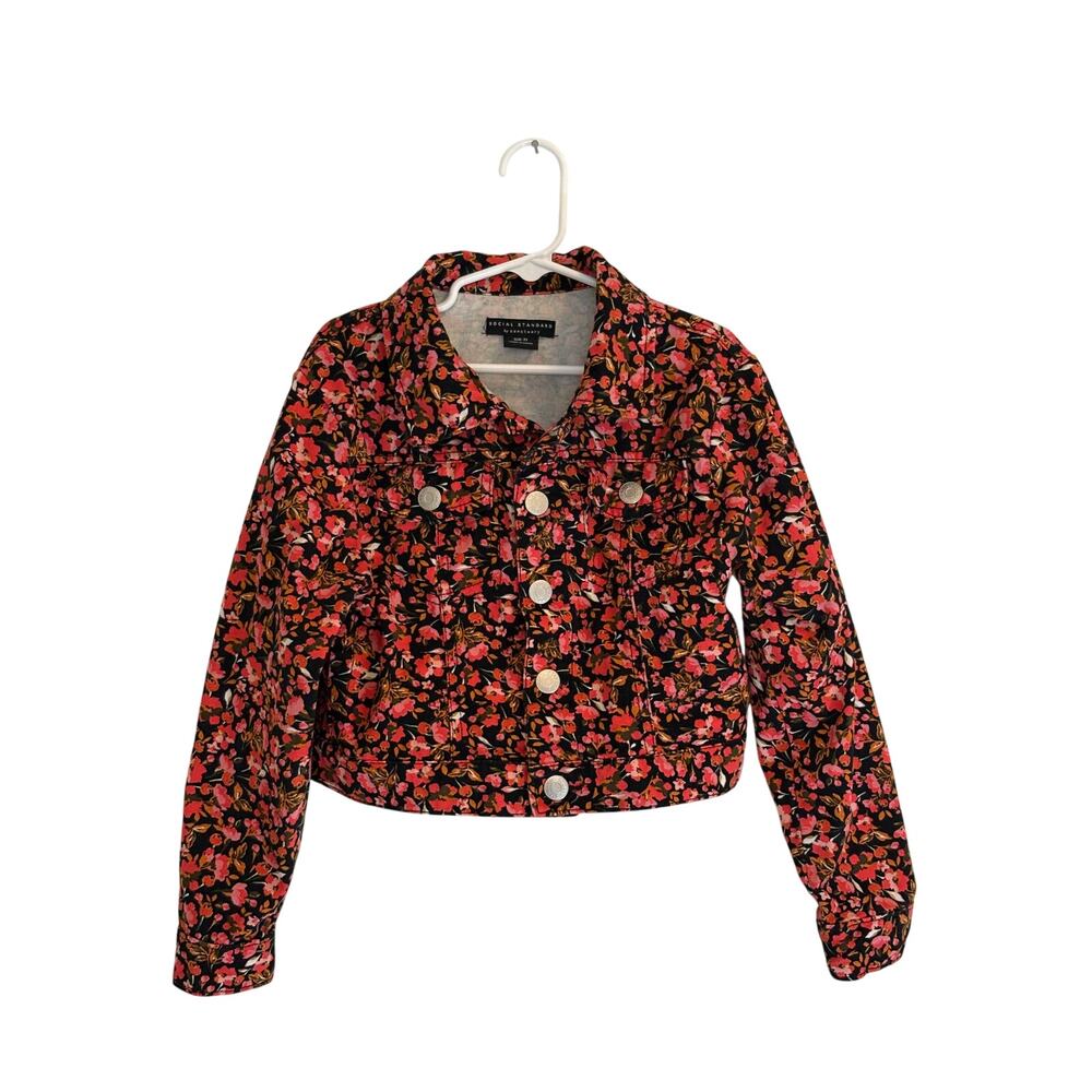 Girls Jean Jacket Small 6 / 7 Sanctuary Social Standard Floral Button Down Fall